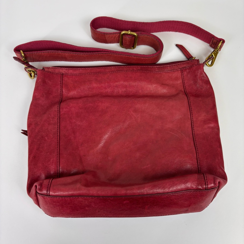 Fossil 2-Pc Set Leather Crossbody Purse Leather Organizer Clutch Wallet Red - Picture 3 of 15